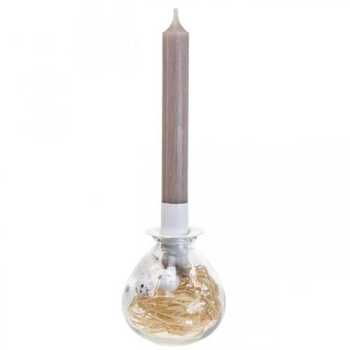 Floristik24 Lysestak Hvit Lysestake Glass Påskepynt H11cm