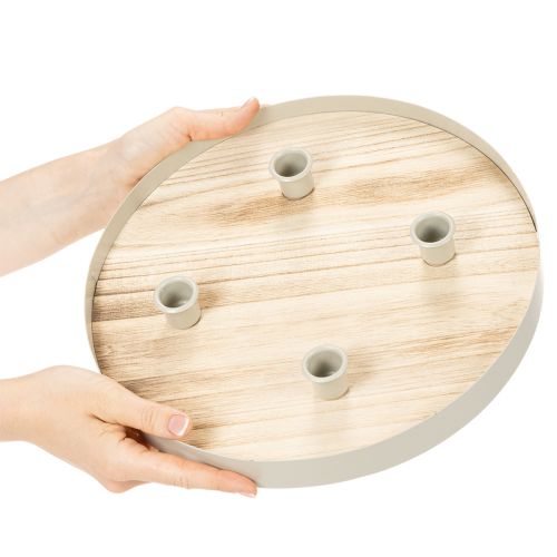 Rundt lysfat i tre for fire koniske lys, 30 cm | Floristik24.no
