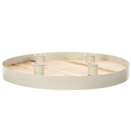 Rundt lysfat i tre for fire koniske lys, 30 cm | Floristik24.no