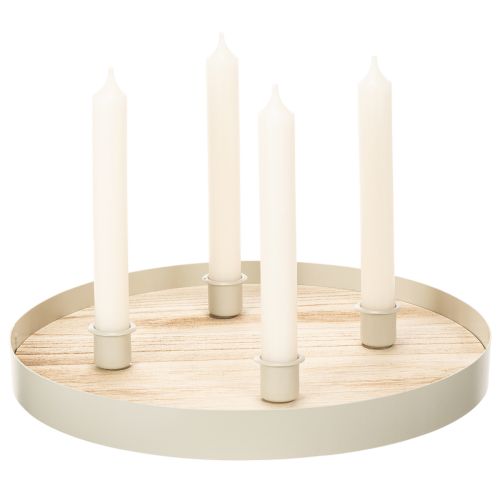 Rundt lysfat i tre for fire koniske lys, 30 cm | Floristik24.no
