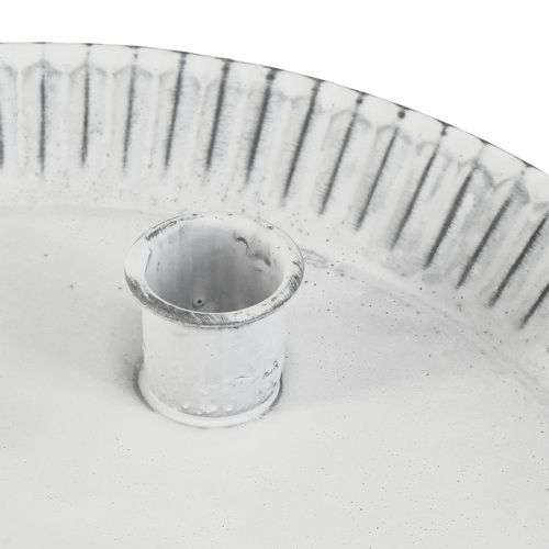 gjenstander Lystallerkenkakeform med 4 lysestaker hvit Ø25cm