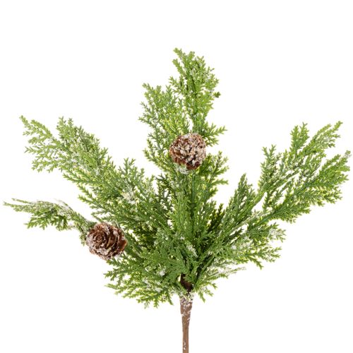 Kunstig furukvist med kongler, snødekt, 28 cm, 6 stk.