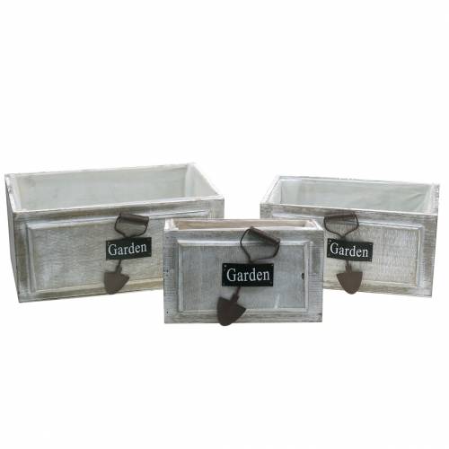 Floristik24 Plantekasse trekasse Hage hvit 32/27/22cm 3 stk