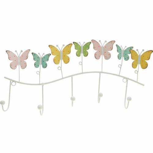 Vårdekorasjon, krokstang med sommerfugler, metalldekorasjon, dekorativ garderobe 36cm