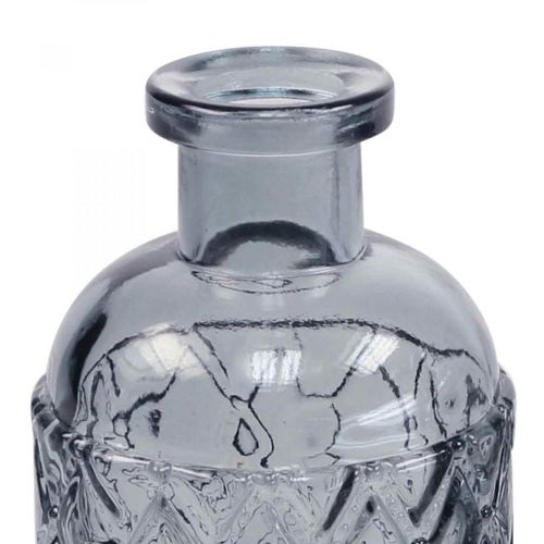 Floristik24 Liten glassvase vase diamantmønster glass blågrå H12,5cm 6stk