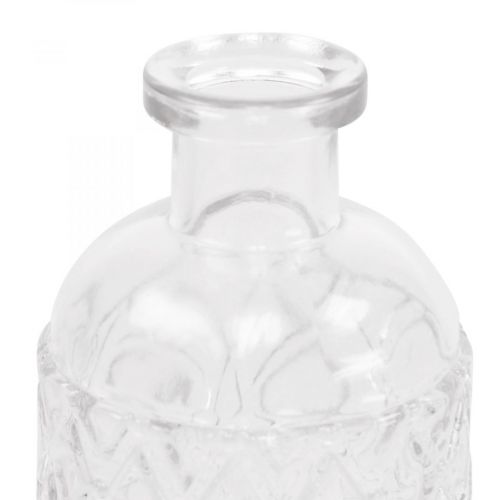 gjenstander Liten glassvase vase diamantmønster glass transparent H12,5cm 6stk