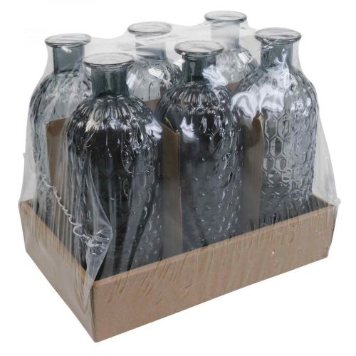 Floristik24 Liten glass vase vase honeycomb glass blå grå H20cm 6stk