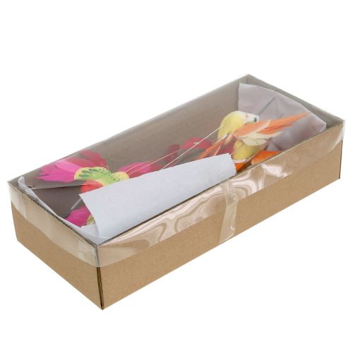 Floristik24 Kolibri på ledning for å feste rosa, oransje 17cm 6stk