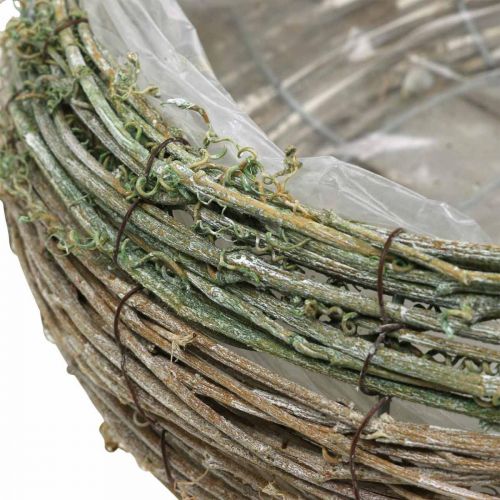 Floristik24 Plantekurv rund tofarget vinstokk, tre Ø18 / 25cm, sett med 2 stk