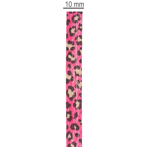 Dekorativt bånd, leopardmønster, rosa, krøllbånd for gaveinnpakning og hobbyarbeid, 10 mm, 100 m | Floristik24.no