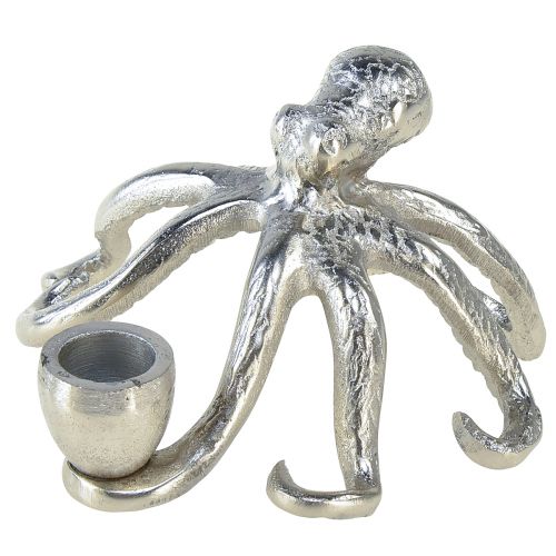 gjenstander Maritim dekorativ lysestake blekksprut metall sølv Ø14cm H9cm