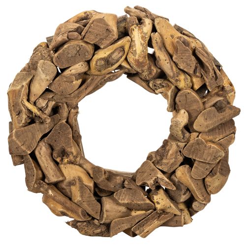 Dekorativ krans laget av naturlige trestykker, rund, 35 cm