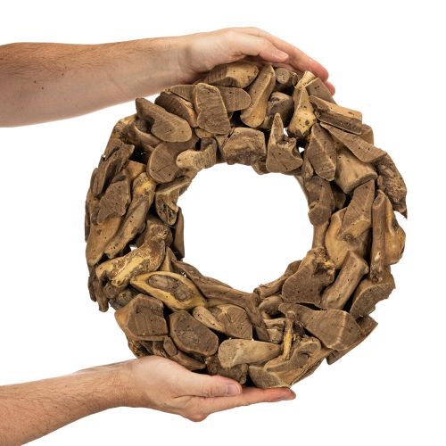 Dekorativ krans laget av naturlige trestykker, rund, 35 cm | Floristik24.no
