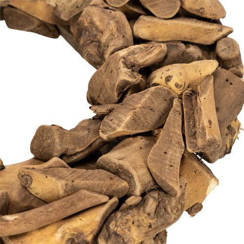 Dekorativ krans laget av naturlige trestykker, rund, 35 cm | Floristik24.no