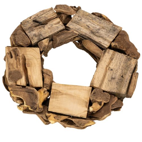 Dekorativ krans laget av naturlige trestykker, rund, 35 cm | Floristik24.no
