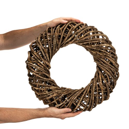 Dekorativ krans laget av naturlige grener, rottingkrans, rund, stor, 45 cm | Floristik24.no