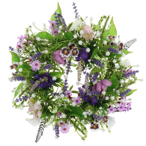 Krans sjakkbrett blomst/lavendel/syrin Ø28cm
