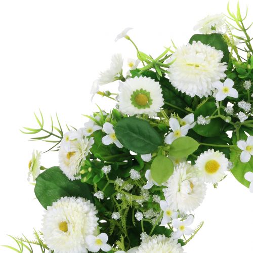 Blomsterkrans deco hvit Bellis dørkrans silkeblomster Ø30cm