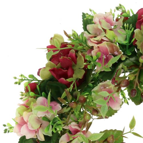 Floristik24 Krans av hortensia / bær mørkerød Ø30cm