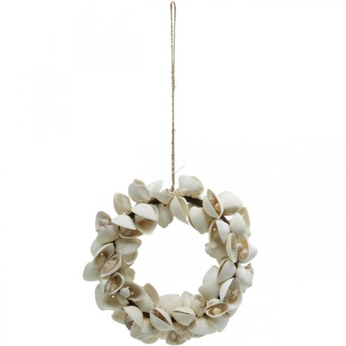 Floristik24 Maritim krans, sjødekor, dekorative kranseskall og sneglehus naturlig Ø26,5cm