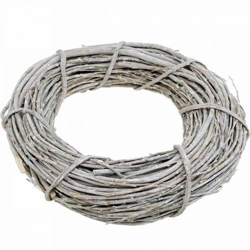 Floristik24 Deco krans hvitkalket Ø35cm Shabby Chic dørkransborddekorasjon