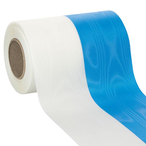 gjenstander Moiréblå og hvite kransebånd, 150 mm
