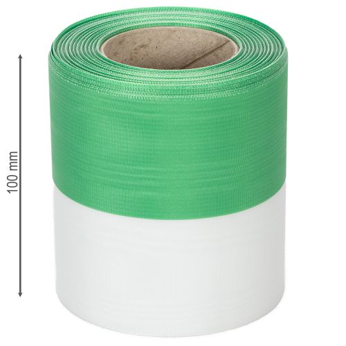 gjenstander Grønt og hvitt moiré-kransbånd, 100 mm x 25 m - nasjonalt bånd, taftbånd, sløyfebånd, dekorativt bånd