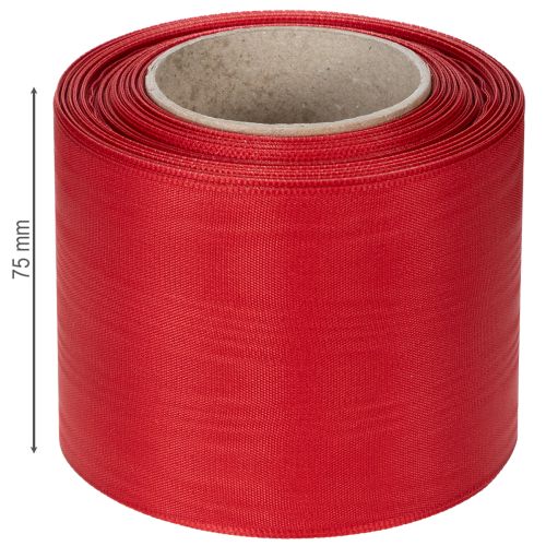 gjenstander Rødt kransbånd 75mm x 25m - Begravelsesblomster og dekorasjon, Robust bånd for bokstaver