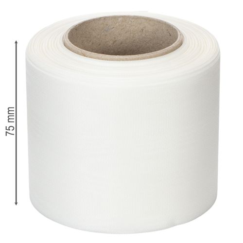 gjenstander Hvitt kransbånd, høy kvalitet, 75 mm x 25 m - dekorativt bånd for blomsterdekorasjoner og begravelser, ideelt for trykking.