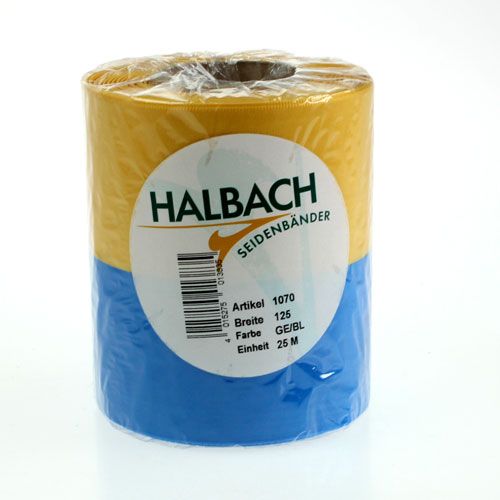 Floristik24 Kransbånd moiré blå-gul 125 mm