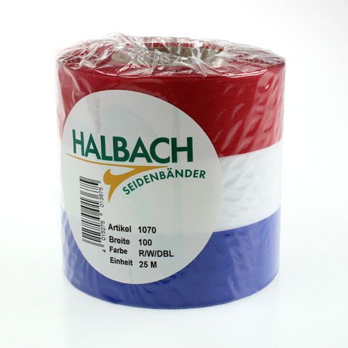 Floristik24 Kransbånd Moiré blå-hvit-rød 100 mm