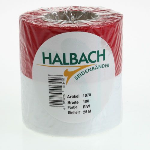 Floristik24 Kransbånd Moiré hvit-rød 100 mm