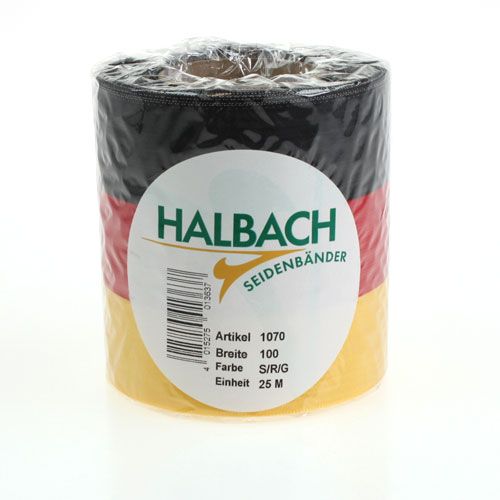 Floristik24 Kransbånd Moiré svart-rød-gull 100 mm