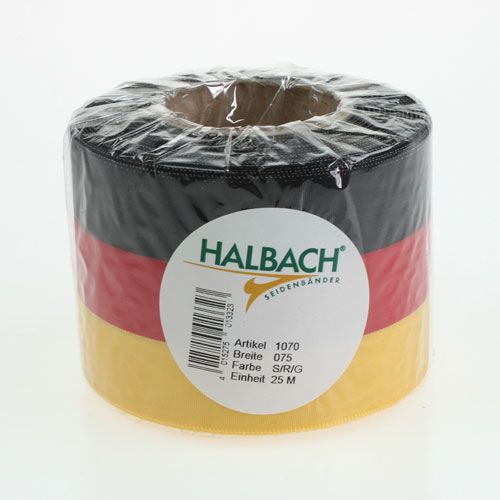 Floristik24 Kransbånd Moiré svart-rød-gull 75 mm