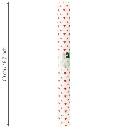 gjenstander Crepe Paper with Hearts Blomsterhandler Crepe Morsdag Rød, Hvit 50×250cm