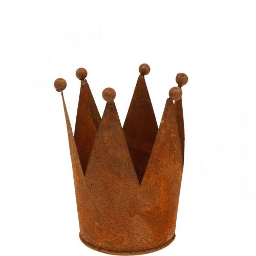 Krone laget av metall rustdekor for planting patina Ø10,5cm H13,5cm