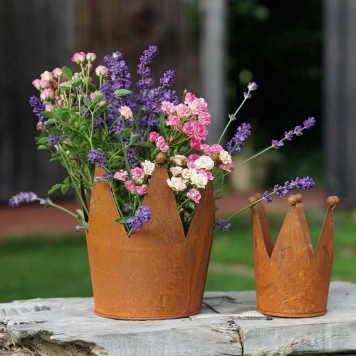 Floristik24 Krone laget av metall rustdekor for planting patina Ø10,5cm H13,5cm