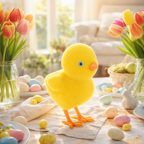 gjenstander Kyllingdekorasjon til påske, borddekorasjon, gjenbrukbar stuedekorasjon, 16 cm, 2 stk.