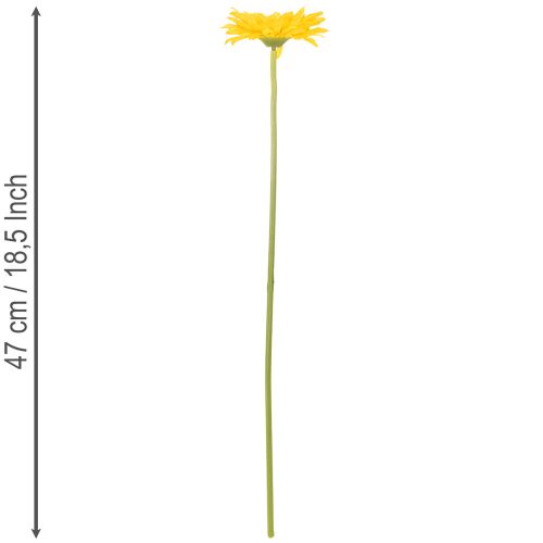 Kunstige gerberablomster, solgule, hageblomst, 47 cm, 6 stk. | Floristik24.no