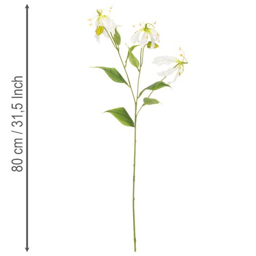 Kunstig Gloriosa-blomst, hvit og gul, elegant blomstrende gren til dekorasjon, 80 cm, 3 stk. | Floristik24.no
