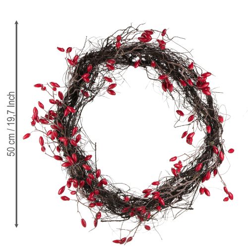 gjenstander Kunstig nypekransdekorasjon høstkrans rød Ø50cm