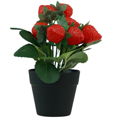 Kunstig jordbærplante i potte kunstplante 19cm
