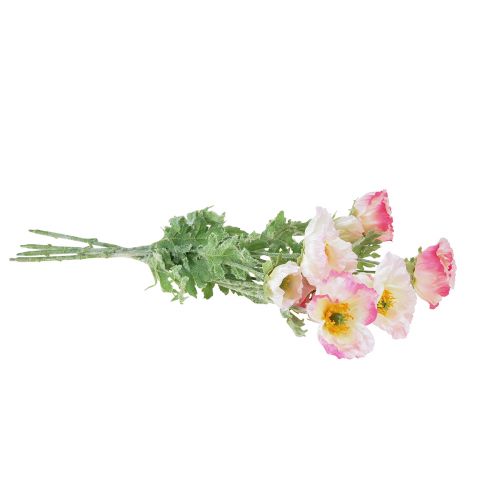 gjenstander Kunstige valmuer Dekorative Silkeblomster Rosa 42cm 4stk