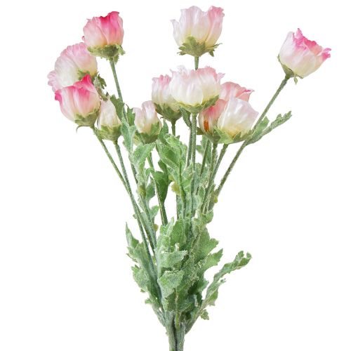 gjenstander Kunstige valmuer Dekorative Silkeblomster Rosa 42cm 4stk