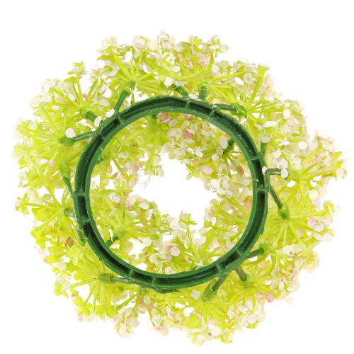 gjenstander Kunstig blomsterkrans mini bordpynt hvit rosa Ø12cm 6 stk