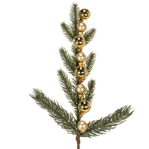 Kunstig grangren med gullfargede mini julekuler, 46 cm, 2 stk.