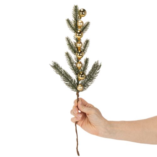 Kunstig grangren med gullfargede mini julekuler, 46 cm, 2 stk. | Floristik24.no