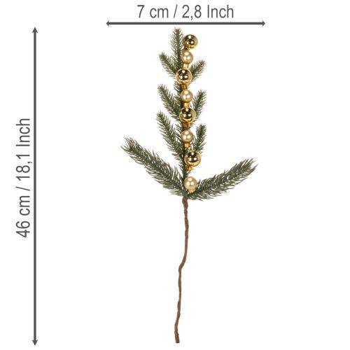 Kunstig grangren med gullfargede mini julekuler, 46 cm, 2 stk. | Floristik24.no