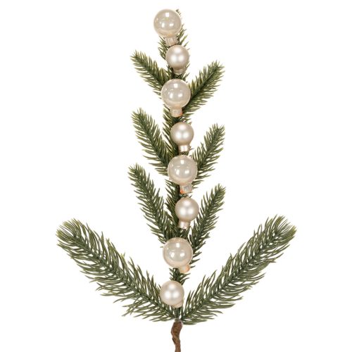 Kunstig grangren med hvite mini julekuler, 46 cm, 2 stk.