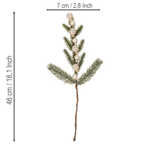 Kunstig grangren med hvite mini julekuler, 46 cm, 2 stk. | Floristik24.no